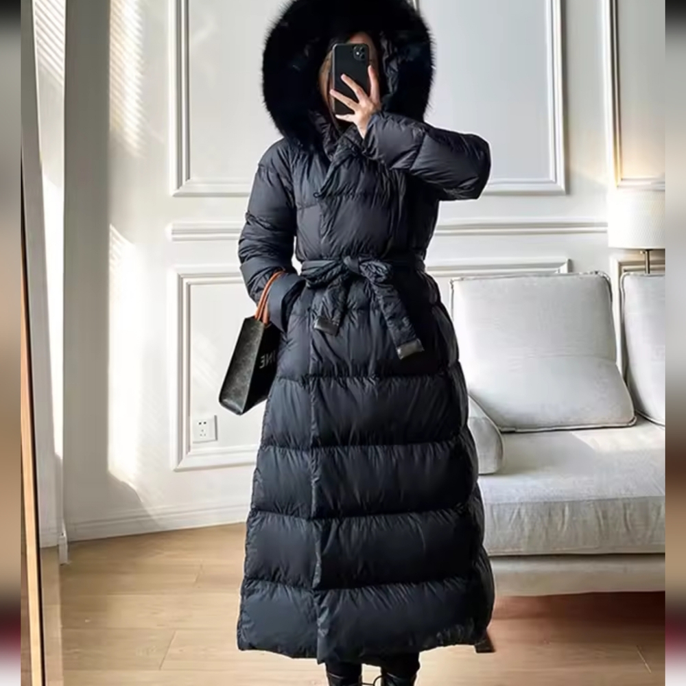 Real Fur Jacket 2025 Winter Women White Duck Down Jackets Ultra Light Warm - Picture 6 of 8
